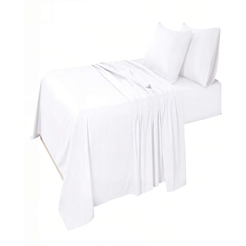 Genérico - Juego De Sabana 200 Hilos Plaza Y Media Color Blanco