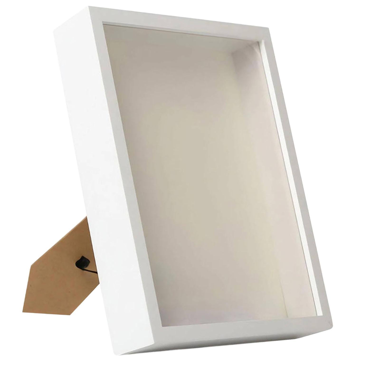 Magideal - Marco De Caja De Sombra De Madera, Caja De Exhibición De Flores Secas, Artesanías Grandes, Marco De Fotos De Mesa Para Flores, Billetes De Viaje, Foto Blanco