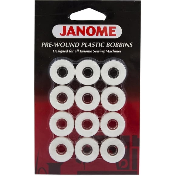 Janome 12 bobinas plásticas precargadas con hilo, 80 yardas