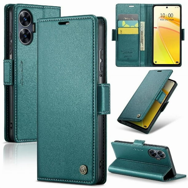 CaseMe tipo cartera Realme C55 con cierre magnético, RFID, tarjetero, soporte, carga inalámbrica
