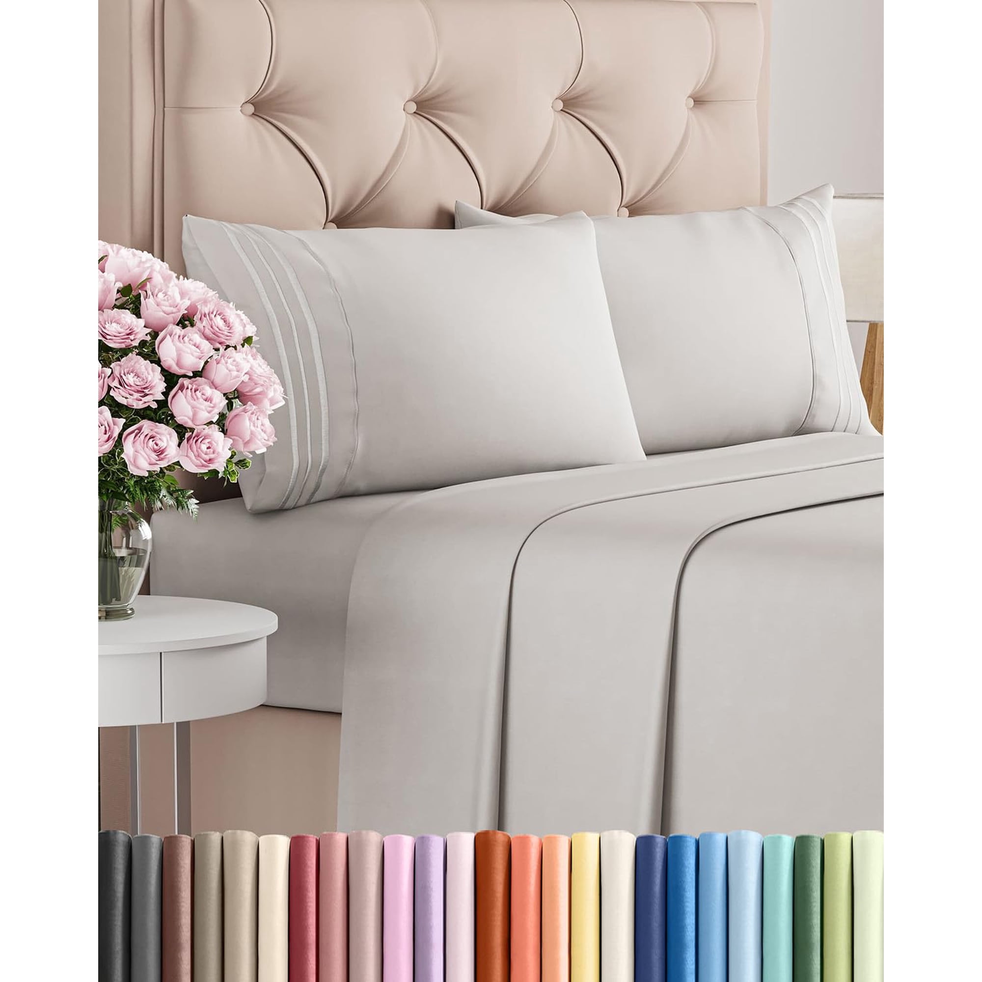 Juego De Sábanas Cgk Unlimited, Tamaño King, Gris Francés, 4 Piezas