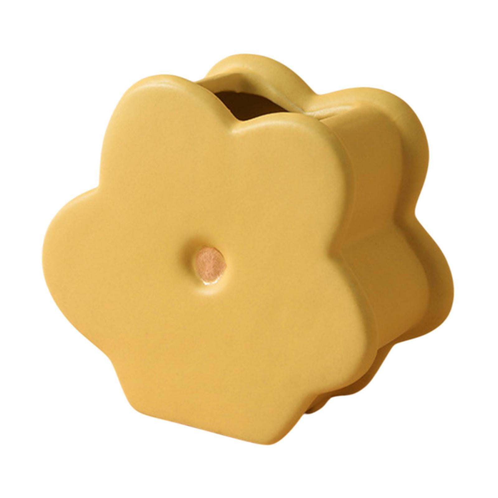 Magideal - Florero De Cerámica, Jarrón Con Adorno Floral, Maceta Decorativa Para Decoración Del Hogar, Florero De Arte Moderno Para Armario De Fiesta, Estantería Flor Amarilla