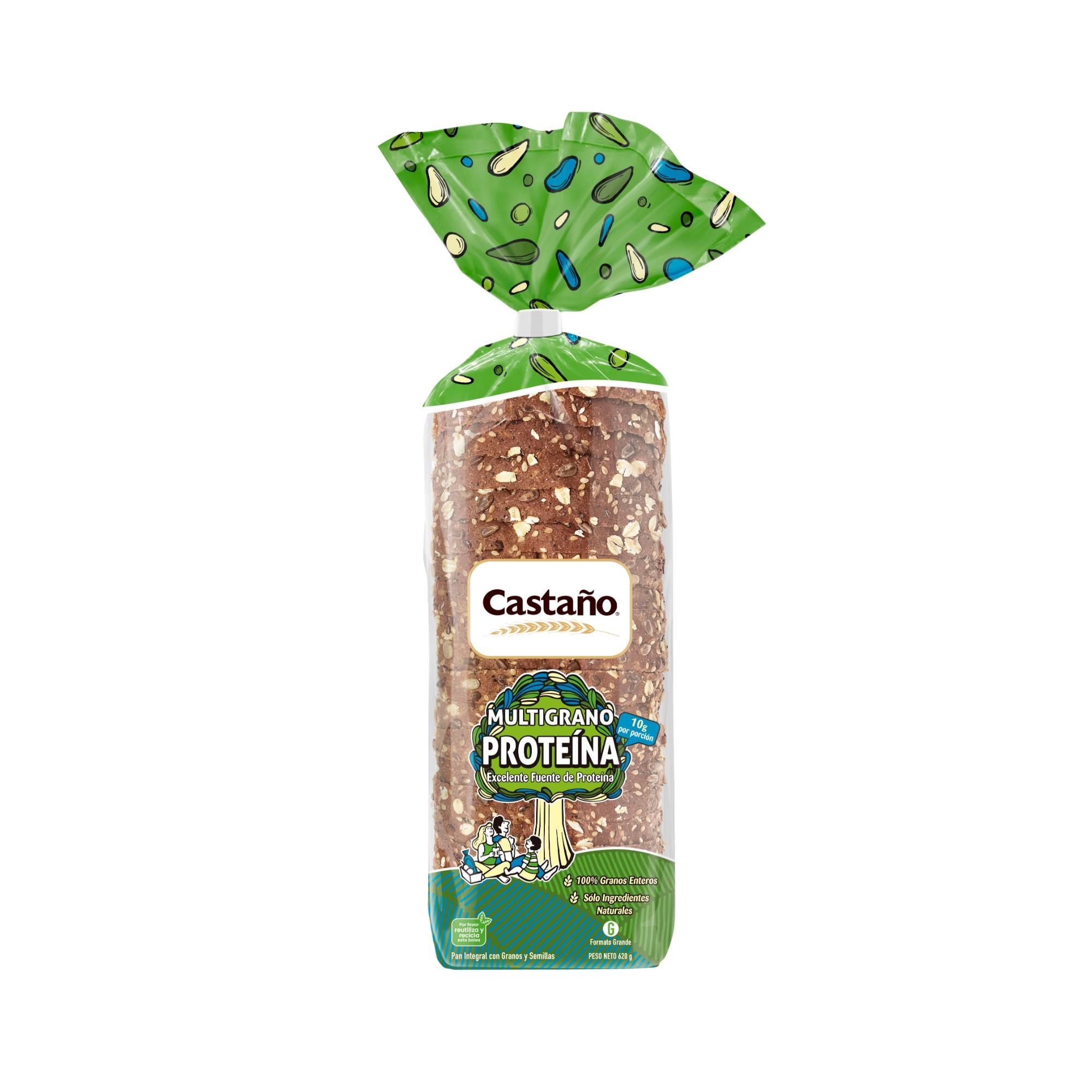Pan De Molde Multigrano Proteína 620 g Castaño