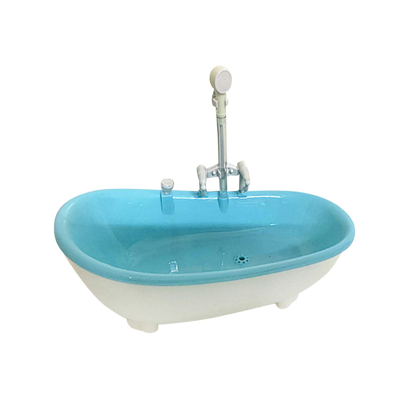 Magideal - 1/6 Casa De Muñecas Bañera Casa De Muñecas Decoración Muñeca Miniatura Casa De Muñecas Juguetes De Simulación Accesorios De Baño Para Niños Regalos Azul