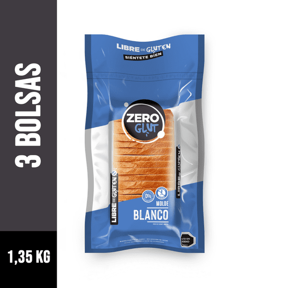 PACK 3X MOLDE BLANCO SIN GLUTEN ZEROGLUT 450G