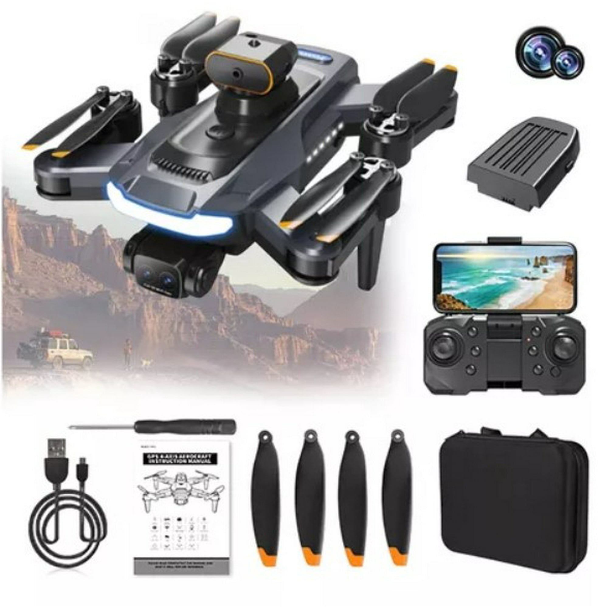 Genérico - Drone 8k Cámara 5ghz 2 Batería Anti-obstáculos Giro 360