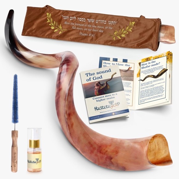 Shofar HalleluYAH Cuerno de Kudu 61‑76 cm – Juego Israelí
