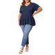 thumbnail image 2 of GRACE & GRANDEUR Blusas de Mujer Talla Grande para Pascua, Tops Babydoll Texturizados con Volantes, Cuello en V, Manga Corta, Ajuste Holgado Casual, Peplum de Verano 1X Azul Marino, 2 of 6