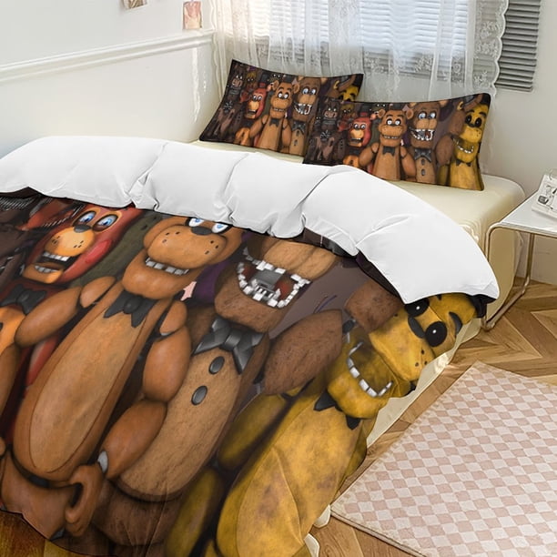 Five Nightat Freddy Quilt Set Thicken Soft 3 Pieces Bedding Set All Season Duvet Cove with 2 Pillowcases for Adult Women Girls Teens Home Room Decor