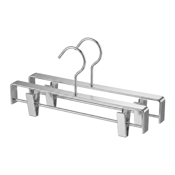 2 Piezas de Perchas para Pantalones, Perchas Ahorra Espacio, Organizador de Armario para Pantalones Plateado 11.8x6.3in