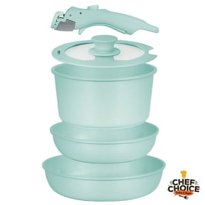 Chefchoice - Batería Cocina 5 Pcs Granito Antiadherente Smart Mango Verde Macaron