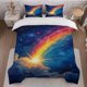 thumbnail image 1 of 3pcs Fantasy Cosmic Meteor Themed Bedding Set Including Duvet Cover And Pillowcases. Soft And Comfortable, 1 of 5