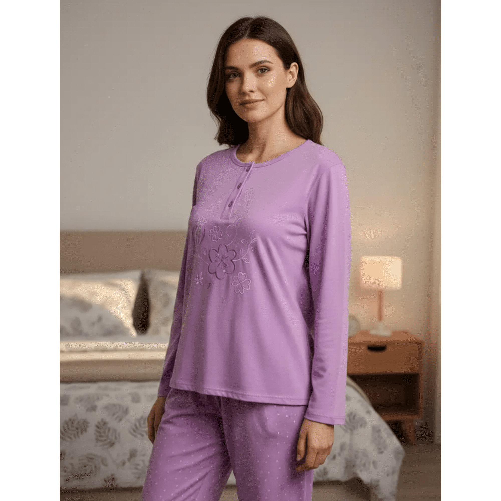 Grupo Agw - Pijama Mujer Largo Diseño Rosa - L