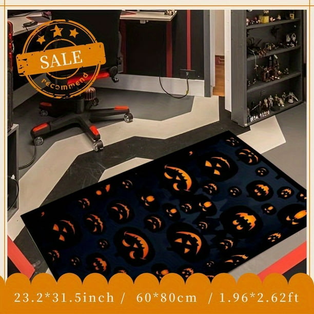 Spook Up Your Home with This Pumpkin Pattern Anti-Slip Door Mat - Perfect for Halloween Decor!