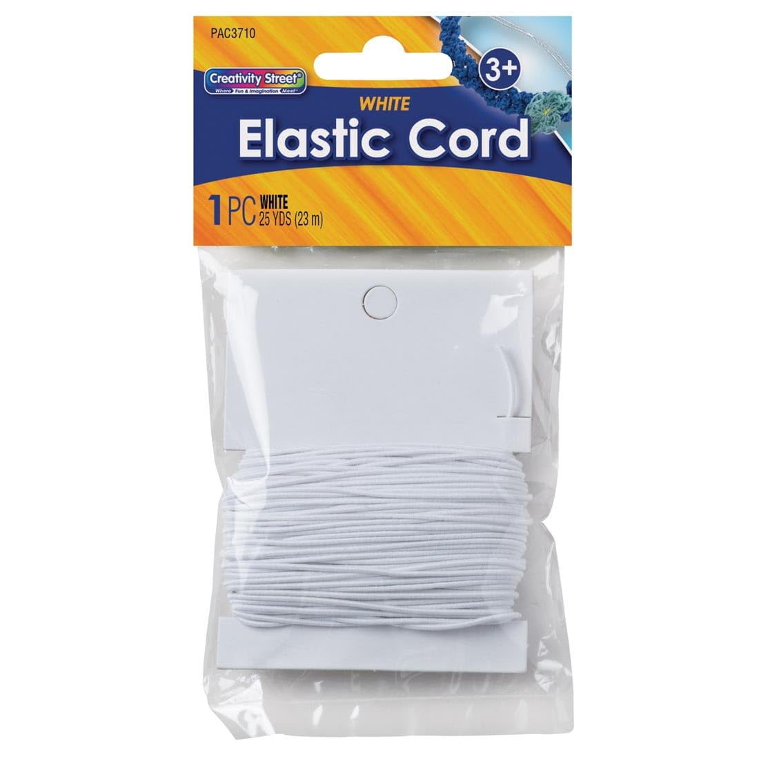 Cordón Elástico Para Beads Creativity Street, 1,2 Mm X 22,86 M, Color Blanco