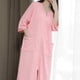 thumbnail image 5 of Bata de baño con cremallera frontal para mujer, bata de casa, camisón de manga 3/4, vestido de estar para mujer, ropa de dormir con bolsillos, 5 of 5
