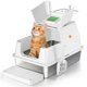 thumbnail image 1 of Caja de arena para gatos Eosarcu de acero inoxidable con tapa abatible XL, color blanco, 1 of 8