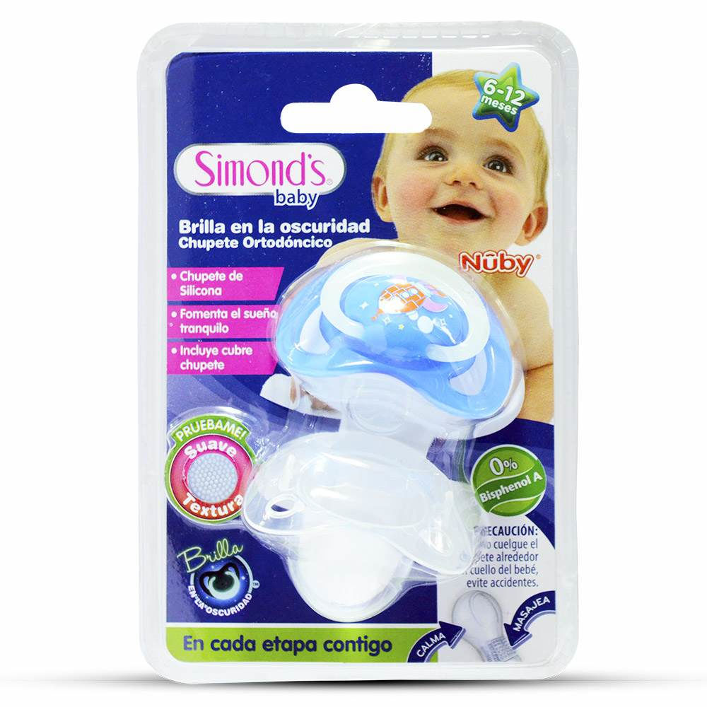 Chupete Luminos Ortodóncico +6 Meses Azul 1 Un Simond’s