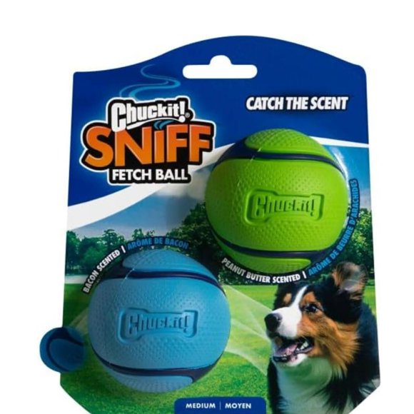 Juguete para perros Chuckit! Sniff Ball, goma duradera y con alto rebote, paquete de 2