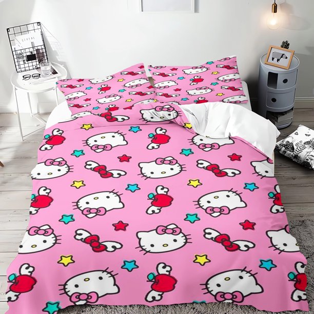 Hello Kitty Duvet Cover Set Bedding Comforter Sets King Size 3D Children'S Bedding Set Bed Sheets