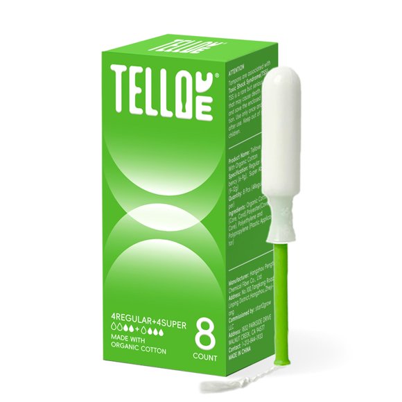 Tampones Tellove 8 unidades de algodón orgánico para piel sensible