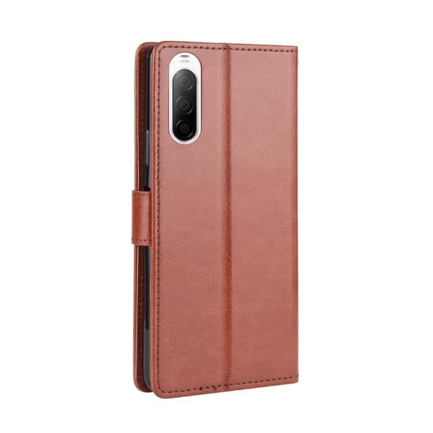 Funda tipo libro para Sony Xperia 10 II, cartera todo‑en‑uno, funda multifuncional con tarjetero y correa de muñeca desmontable