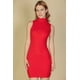 thumbnail image 1 of Saronite Vestido Corto Ajustado sin Mangas con Cuello Alto y Canalé Basics, Rojo (para Mujer), 1 of 5