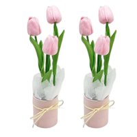 Bothyi - Flores De Tulipanes Artificiales En Maceta Decoración De Ramo De Bricolaje Rosa