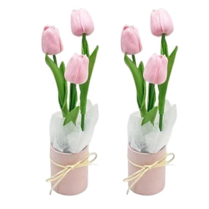 Bothyi - Flores De Tulipanes Artificiales En Maceta Decoración De Ramo De Bricolaje Rosa