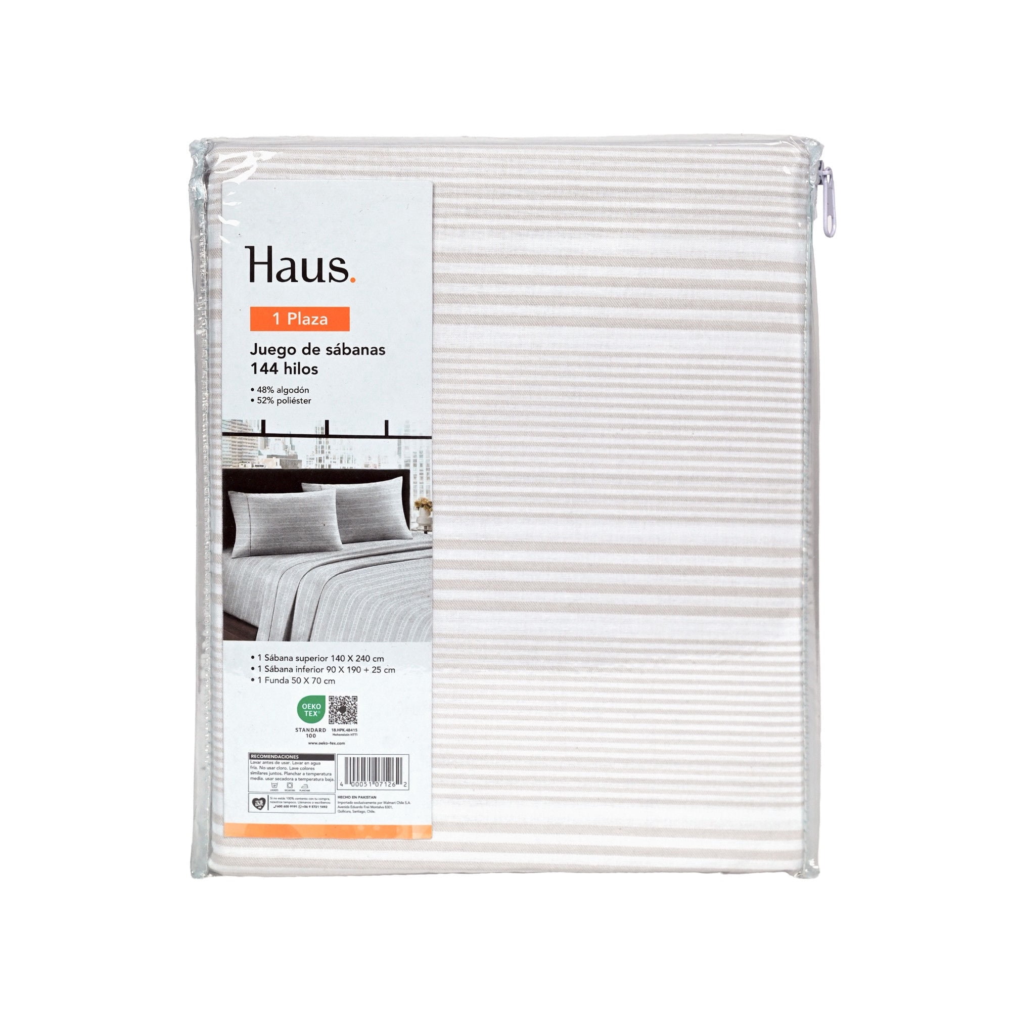 Haus - Juego De Sábanas 1 Plaza 144 Hilos Poliester