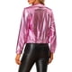 thumbnail image 3 of INSPIRE CHIC Chaqueta Metálica Ligera con Cremallera Brillante Holográfica de Fiesta para Mujer de Manga Larga M Rosa, 3 of 6