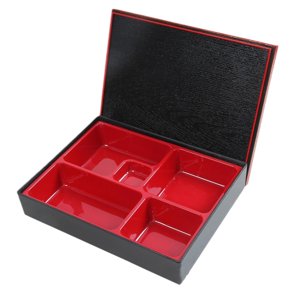 Magideal - Fiambrera Japonesa Bento Box Roja Y Negra, 5 Compartimentos, Bandeja De Sushi Japonesa, Contenedor De Comida Para Oficina De Negocios Y Restaurante Estilo A