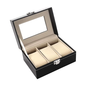 Ioensy - Organizador De Caja De Reloj Premium Para Relojes, Exhibición De Joyería, Decoración Del Hogar, Hombres Y Mujeres, 15X11X8Cm, 3 Ranuras