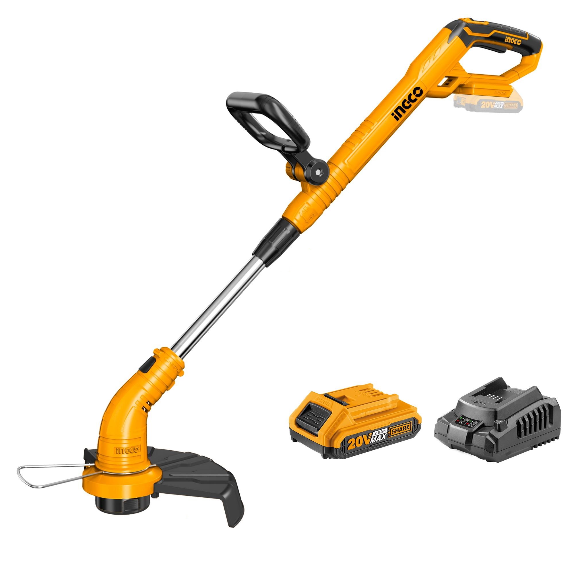 Ingco - Orilladora Inalambrica + Bateria 2Ah Y Cargador Rapido 20V