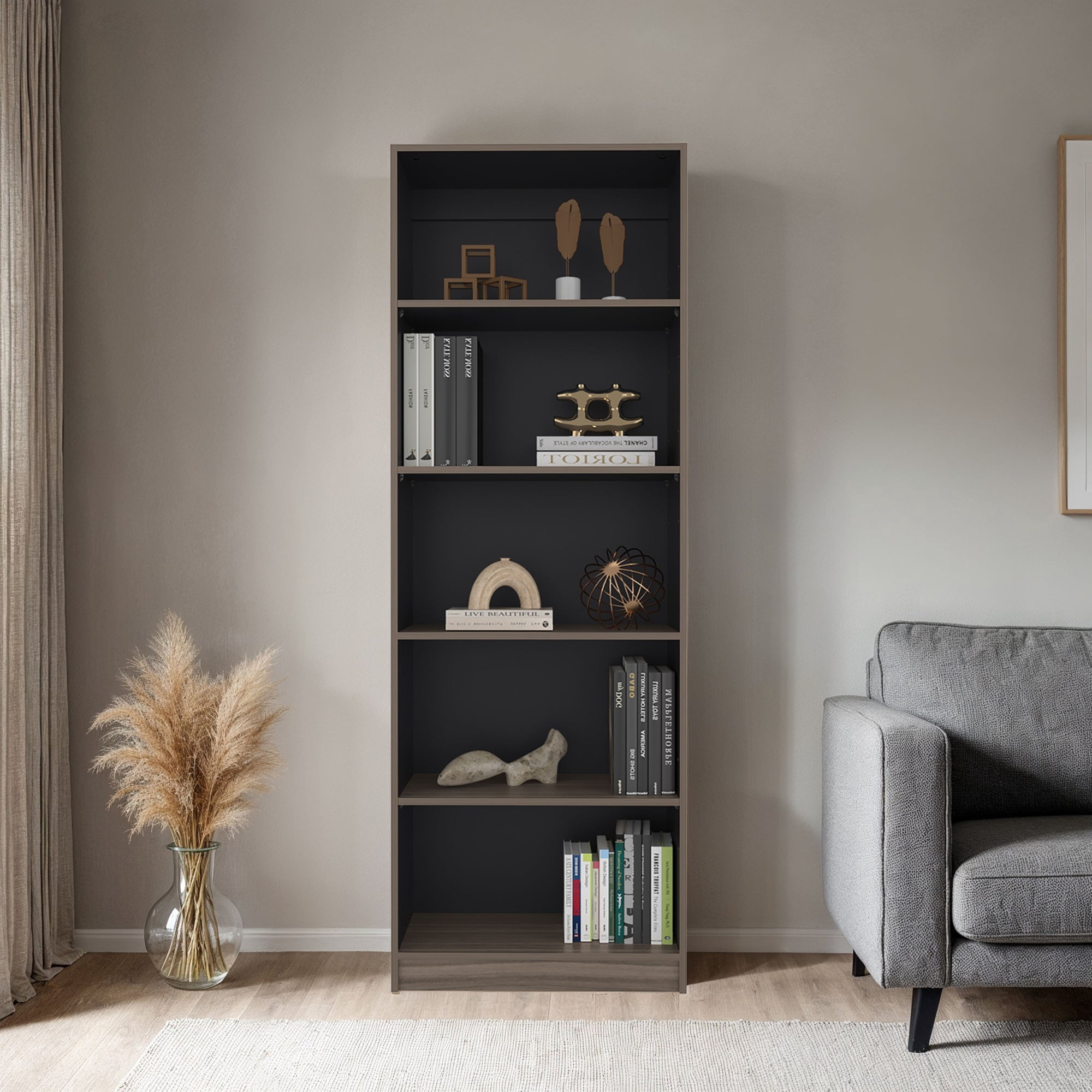 Tuhome - Estante 4 Repisas Home E3 180,6x62,8x29,9 Cm Avellana Y Wengue