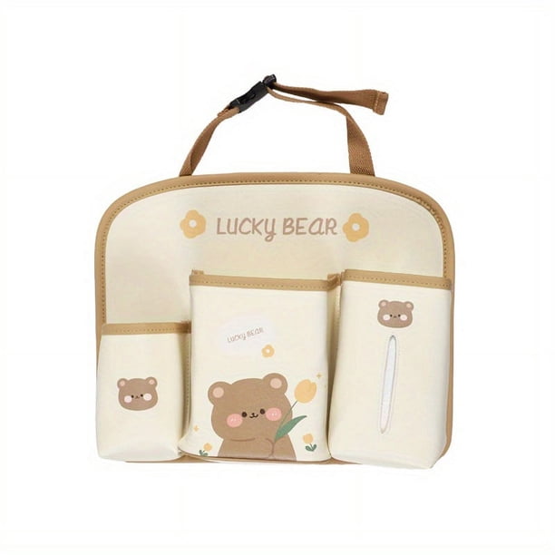 Maximize Your Car's Storage Space With This Multifunctional Car Seat Back Storage Bag! Cute Cartoon Leather Automotive Hanging Bag Organizer Container