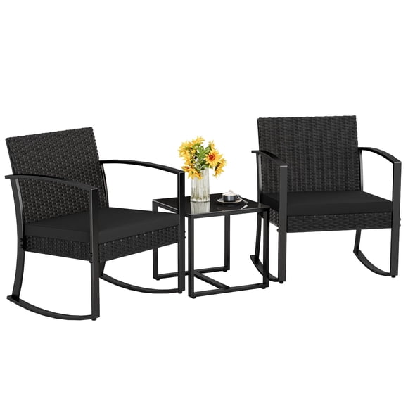 Juego de muebles de patio Homall de 3 piezas con sillas mecedoras de resina
