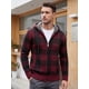 thumbnail image 4 of INSPIRE CHIC Chaqueta de Suéter de Punto a Cuadros con Forro de Lana y Capucha con Cordón para Hombre L Rojo, 4 of 6