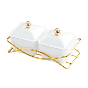 Magideal - 2 Cuencos Para Servir Aperitivos, Plato Nórdico Para Servir Aperitivos De Frutas Con Tapa, Bandeja De Condimentos, Plato Divisorio De Postre Para Boda Blanco