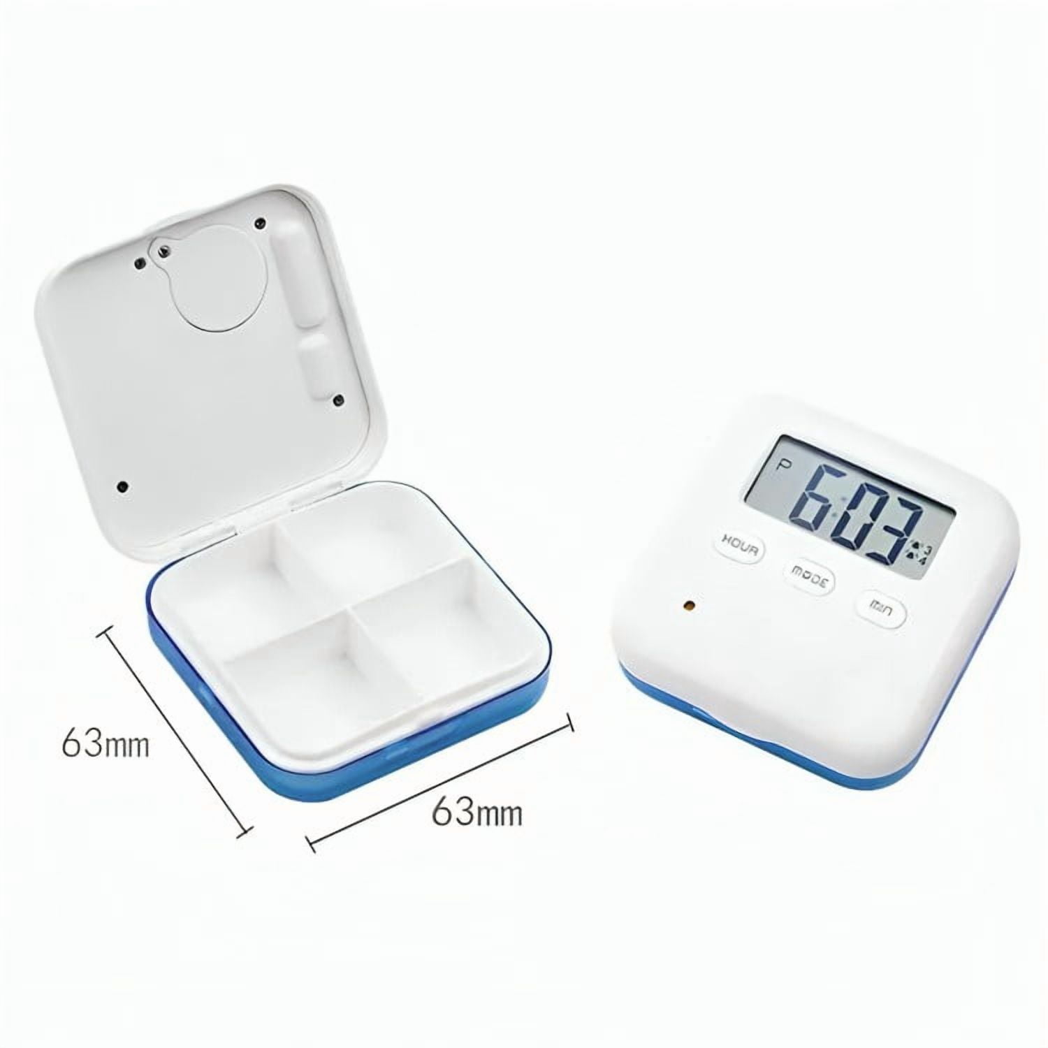 Genérico - Pastillero 4 Compartimento Alarmas Recordatorio Temporizador