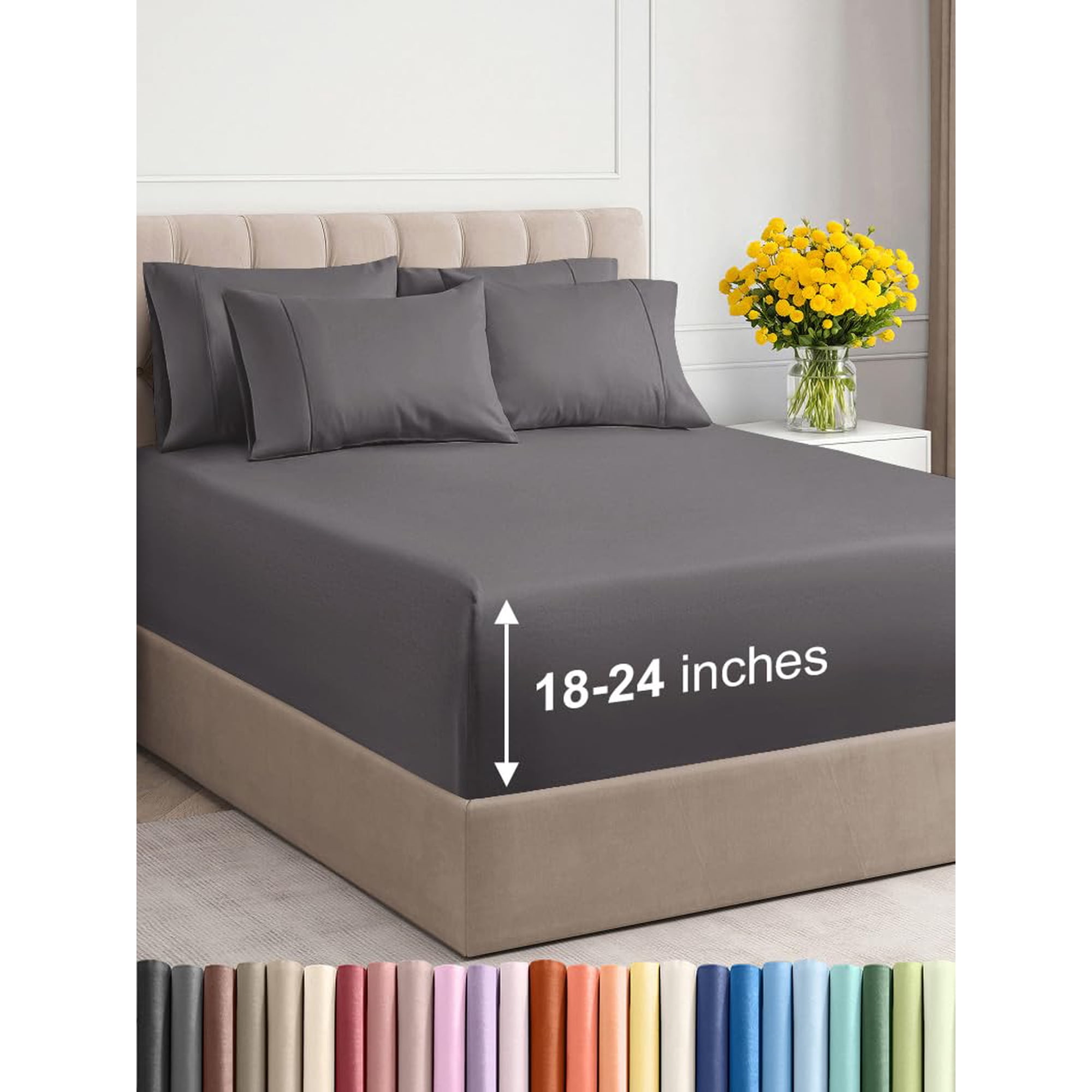 Juego De Sábanas Cgk Unlimited Extra Deep Queen De 6 Piezas, Color Gris