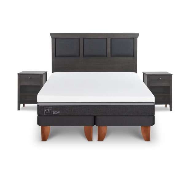 Cama Europea Europea Ortopedic Advance 2P Bd Set Torino Gris 2 Plaza Base Dividida
