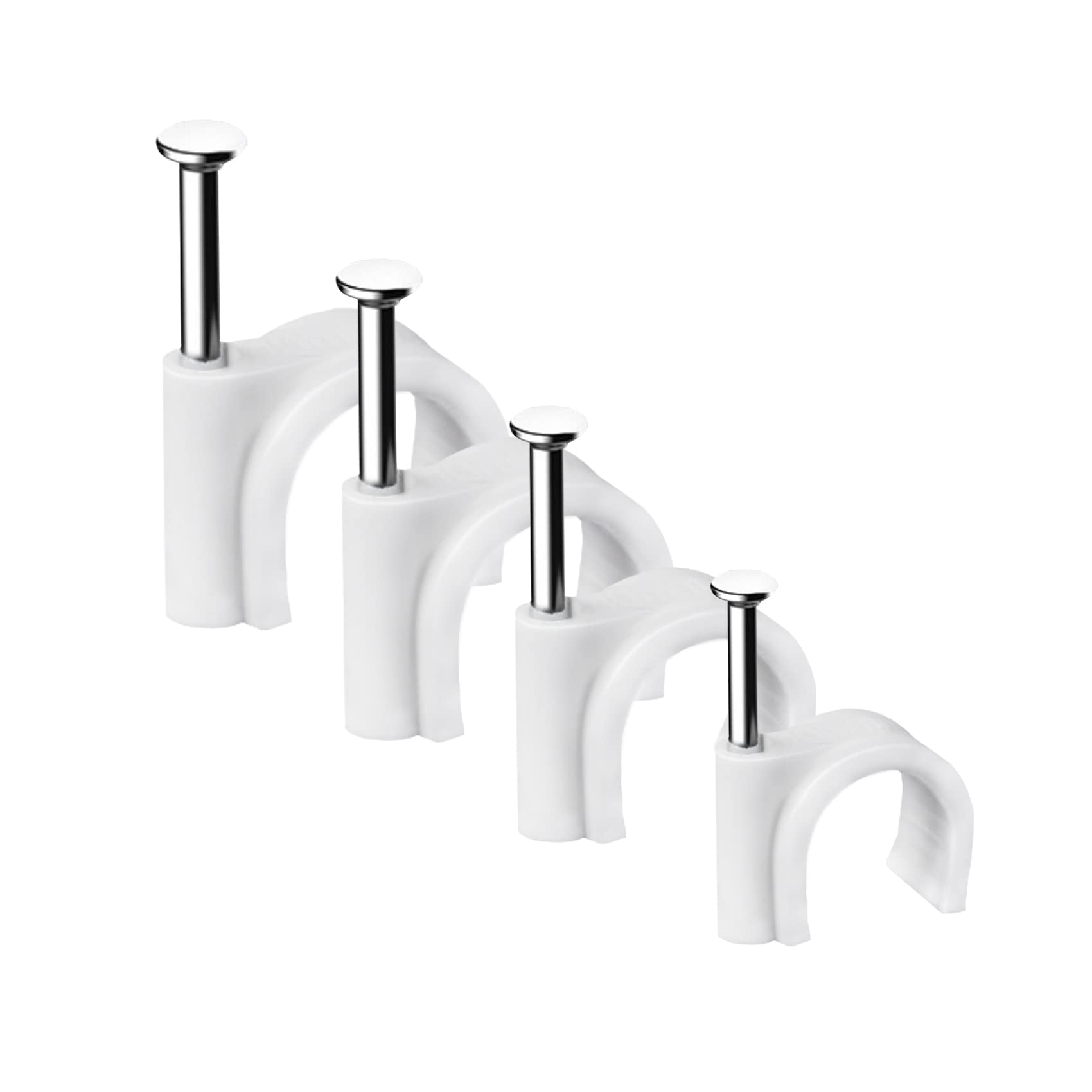 Clips Para Cables Abnii, 400 Unidades, 4 Mm, 6 Mm, 8 Mm, 10 Mm, Blancos Con Clavo De Acero