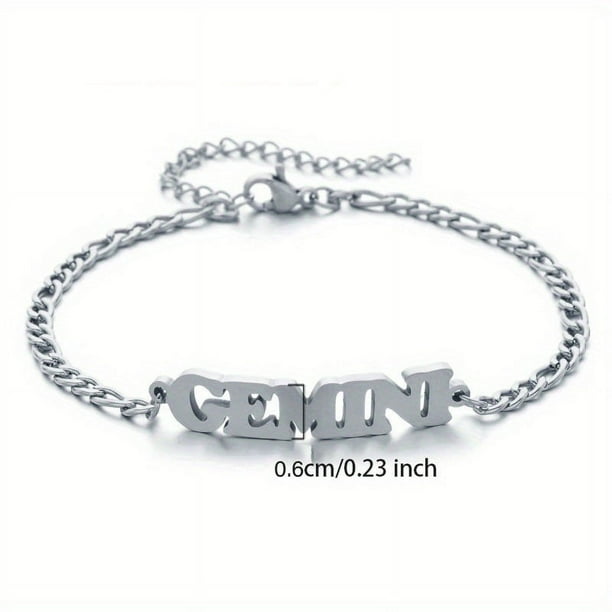 1pc Stainless Steel Fashion New Zodiac Letter Pendant Bracelet Jewelry Gift Birthday Gift