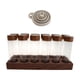 thumbnail image 3 of Tubos De Vidrio Para Almacenar Café Con Soporte De Nogal, Viales De Vidrio Para Cafetería, Venta Minorista, Barra, Base De 12 Orificios, 12 Botellas Cortas, 3 of 3