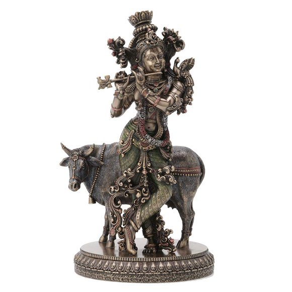 Escultura Veronese Design 16 cm Krishna y Vaca