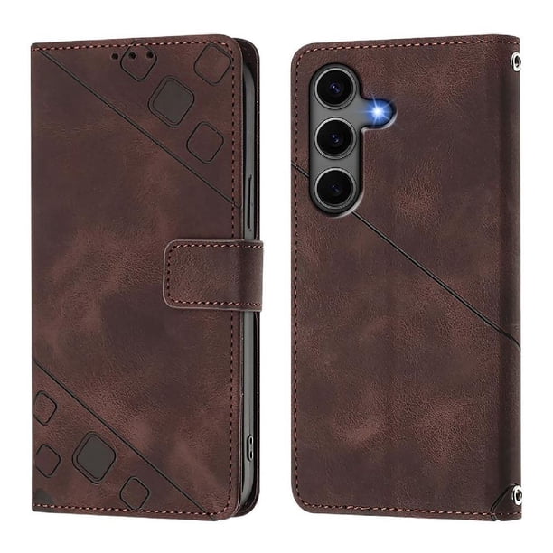 Funda Cartera para Samsung Galaxy S24 Plus con Soporte y Ranuras, Resistente a Golpes y Rayones Marrón