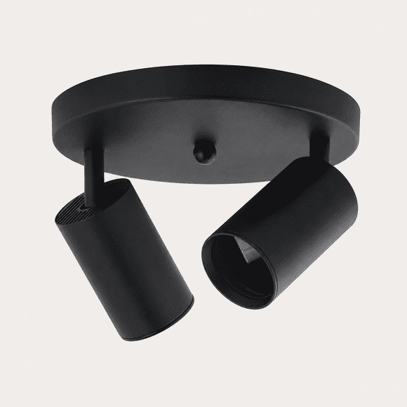 Foco Porta GU10 Doble Base Redonda Negro Sobrepuesto Altair II de Aluminio