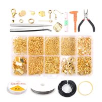 Bothyi - Kit De Suministros Para La Fabricación De Joyas, 10 Rejillas, Anillos De Salto, Alfileres De Ojo, Herramientas De Reparación De Joyas, Juego De Oro 2