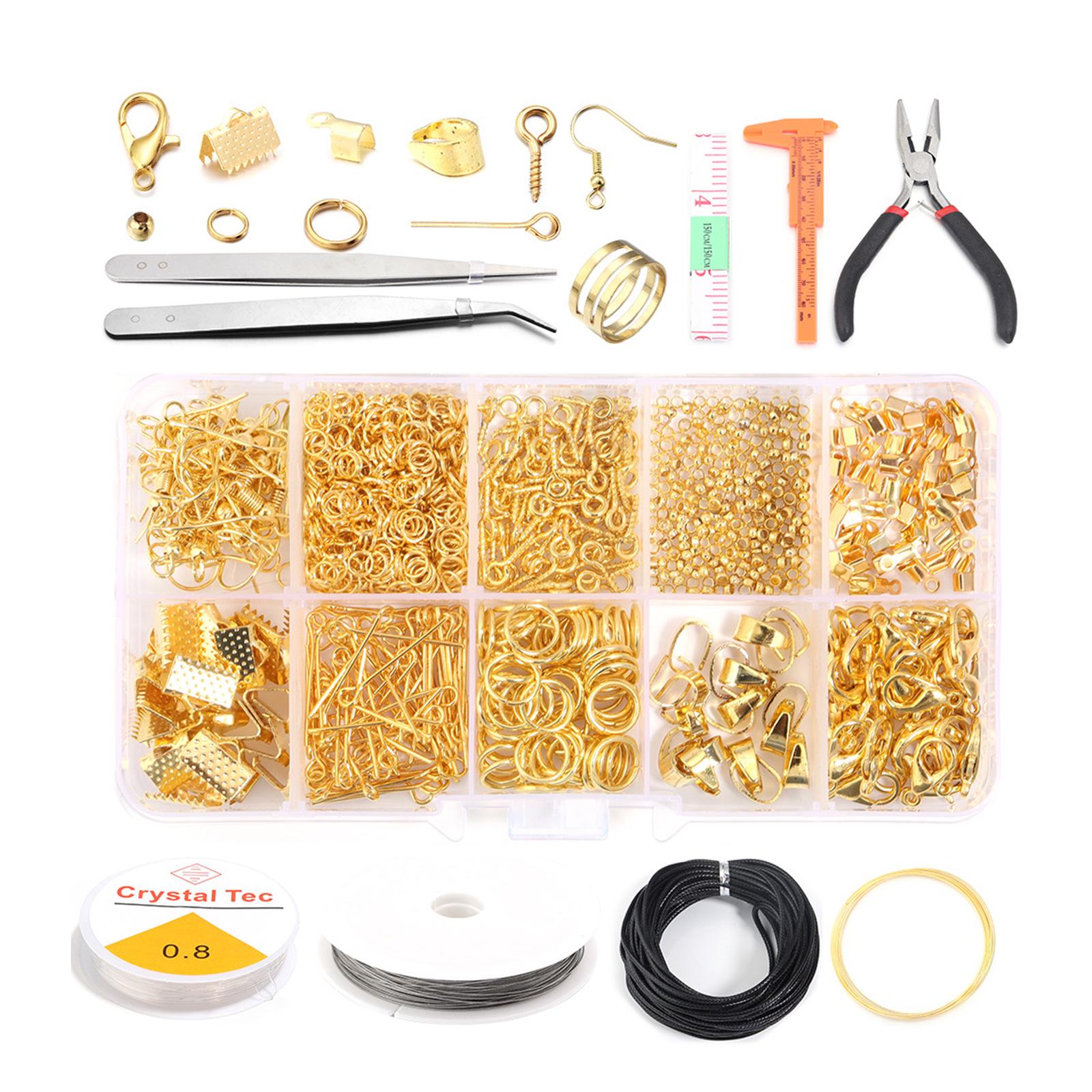 Bothyi - Kit De Suministros Para La Fabricación De Joyas, 10 Rejillas, Anillos De Salto, Alfileres De Ojo, Herramientas De Reparación De Joyas, Juego De Oro 2